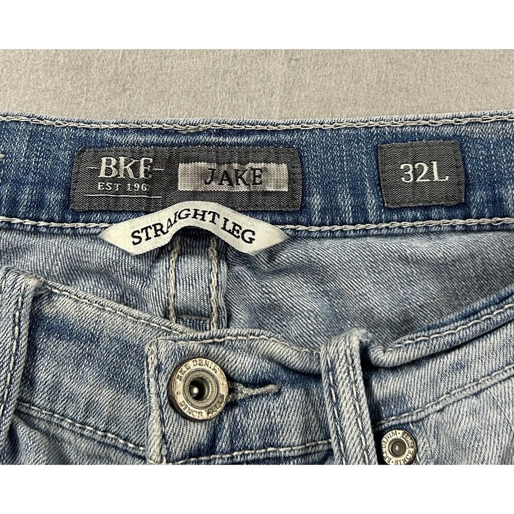 BKE Mens Jake Straight Leg Jeans 32L Light Blue wash - Picture 8 of 11